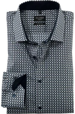 OLYMP No. Six Super Slim Hemd Blau/braun, Gemustert