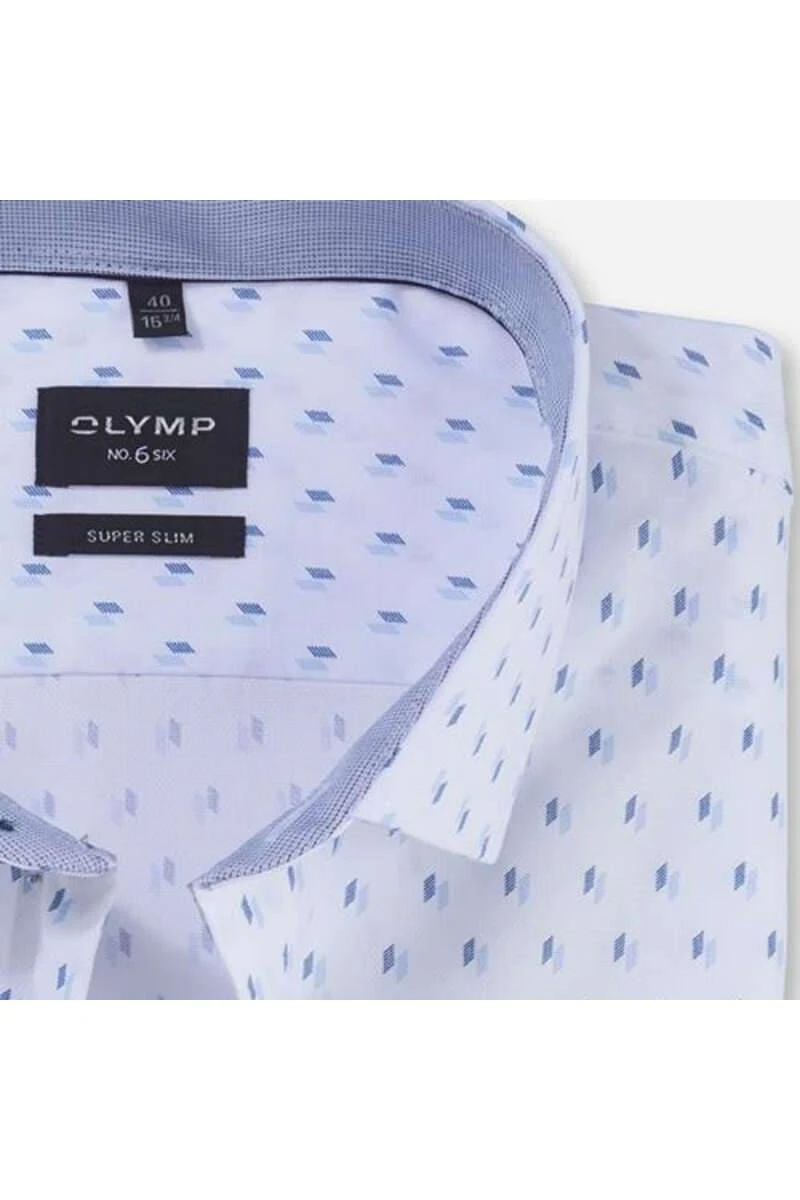 OLYMP No. Six Super Slim Hemd Weiss/blau, Gemustert 4 OLYMP No. Six Super Slim Hemd Weiss/blau, Gemustert – Bild 2