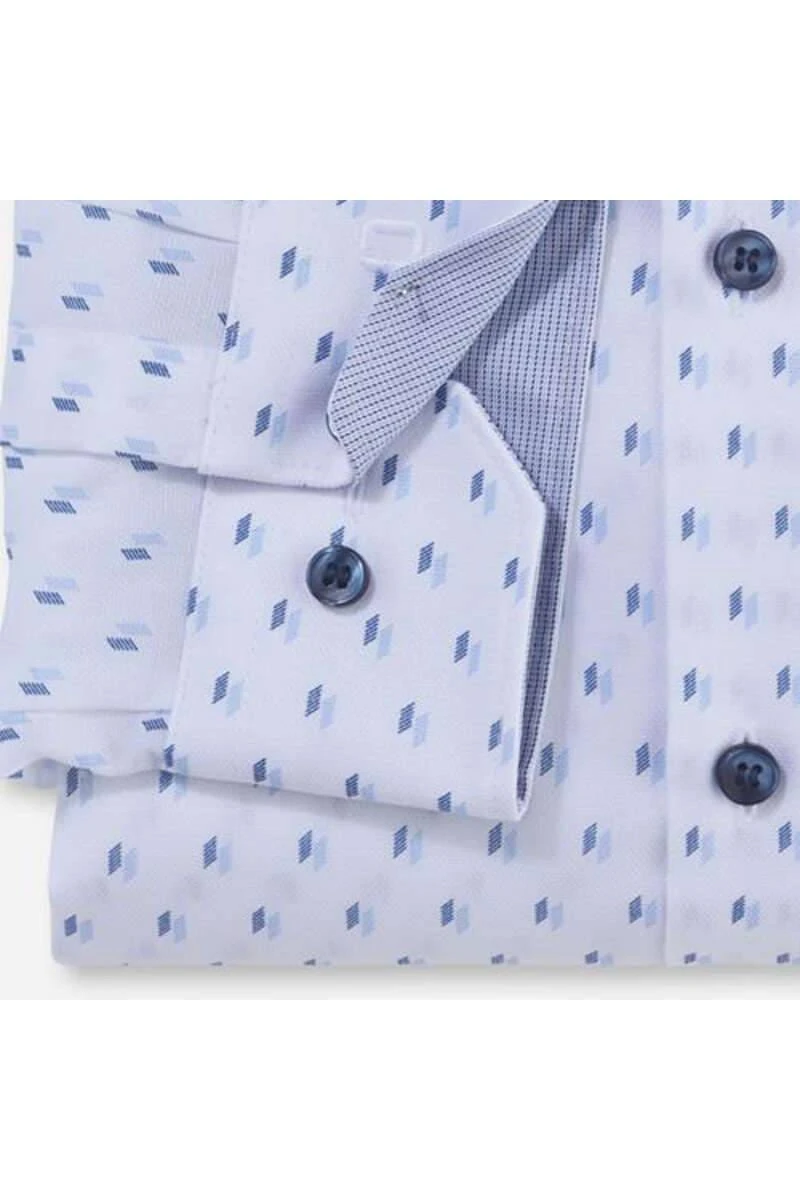 OLYMP No. Six Super Slim Hemd Weiss/blau, Gemustert 5 OLYMP No. Six Super Slim Hemd Weiss/blau, Gemustert – Bild 3