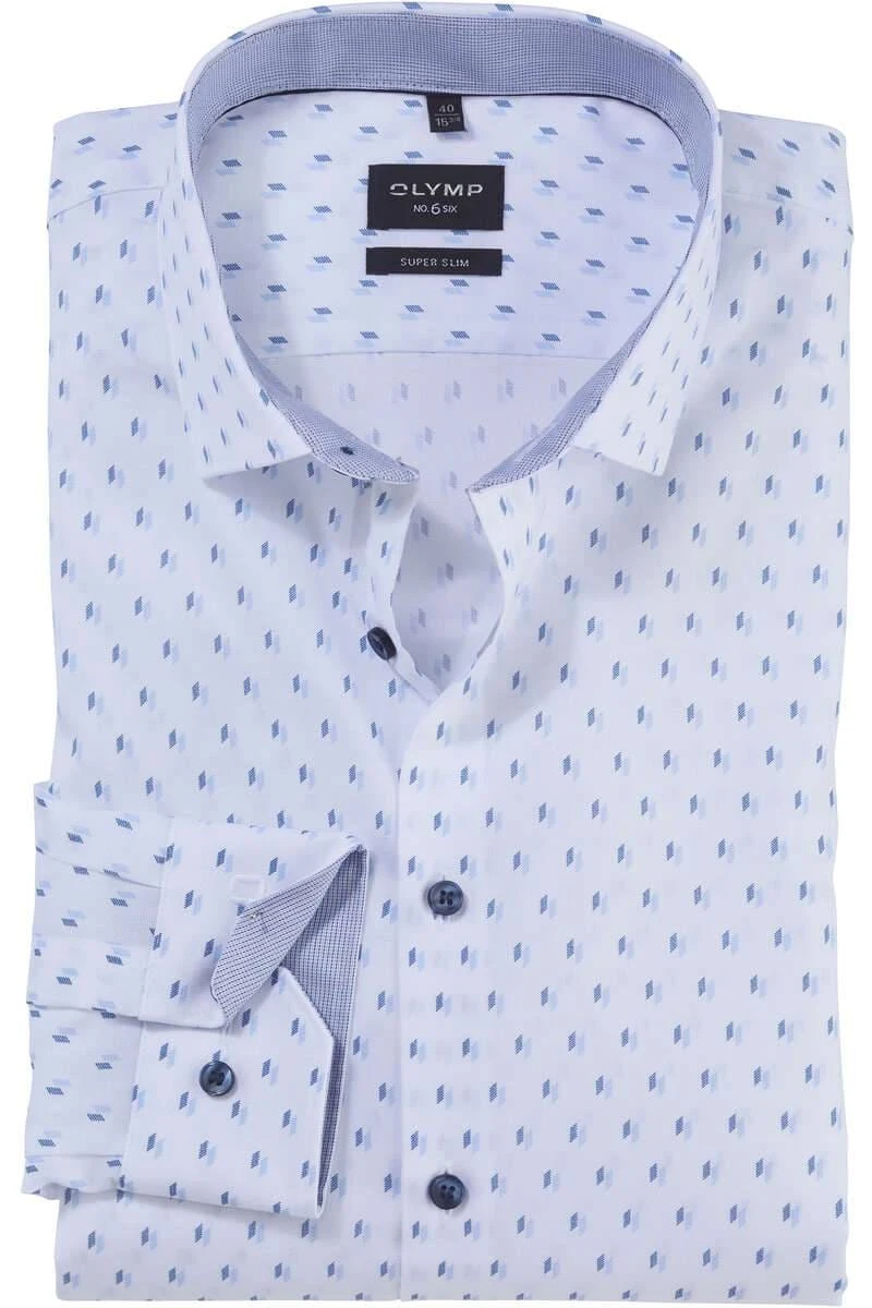 OLYMP No. Six Super Slim Hemd Weiss/blau, Gemustert 3 OLYMP No. Six Super Slim Hemd Weiss/blau, Gemustert