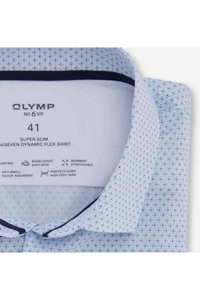 OLYMP No. Six 24/Seven Dynamic Flex Super Slim Hemd Weiss/blau, Gemustert 4 OLYMP No. Six 24/Seven Dynamic Flex Super Slim Hemd Weiss/blau, Gemustert – Bild 2