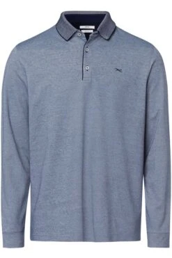 Brax Modern Fit Longsleeve Poloshirt Ocean, Meliert