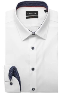 Jupiter Slim Fit Hemd Weiss, Einfarbig