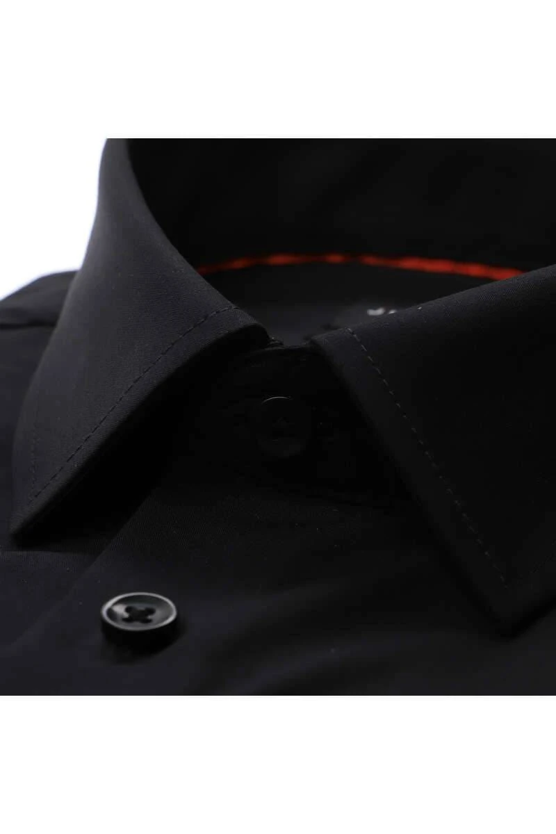 Jupiter Slim Fit Hemd Schwarz, Einfarbig 4 Jupiter Slim Fit Hemd Schwarz, Einfarbig – Bild 2