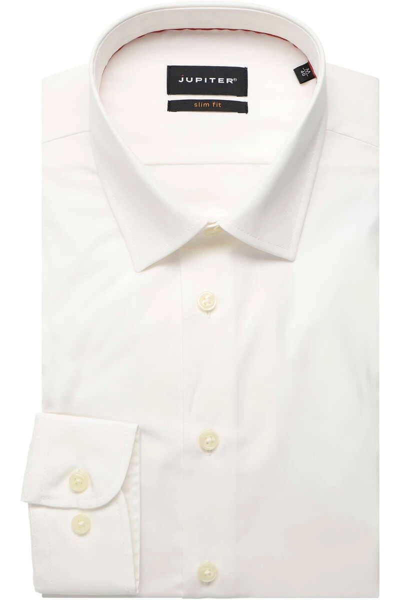 Jupiter Slim Fit Hemd Ecru, Einfarbig 3 Jupiter Slim Fit Hemd Ecru, Einfarbig