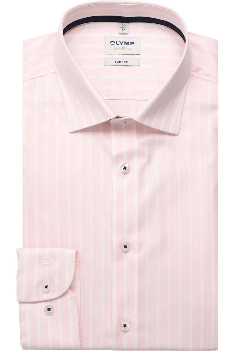 OLYMP Level Five Body Fit Hemd Pink, Gestreift 3 OLYMP Level Five Body Fit Hemd Pink, Gestreift