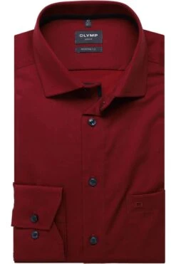 OLYMP Luxor Modern Fit Hemd Rot, Faux-uni
