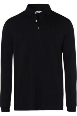 Brax Modern Fit Longsleeve Poloshirt Schwarz, Einfarbig