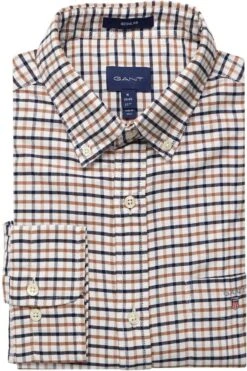 GANT Regular Fit Hemd Braun, Kariert