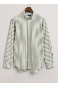 GANT Regular Fit Leinenhemd Grün, Einfarbig