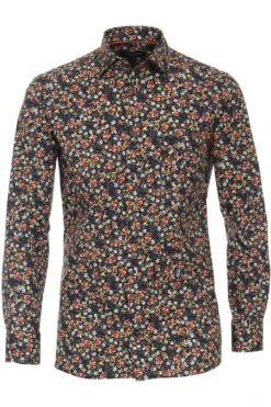 Casa Moda Modern Fit Hemd Navy/grün, Blumen