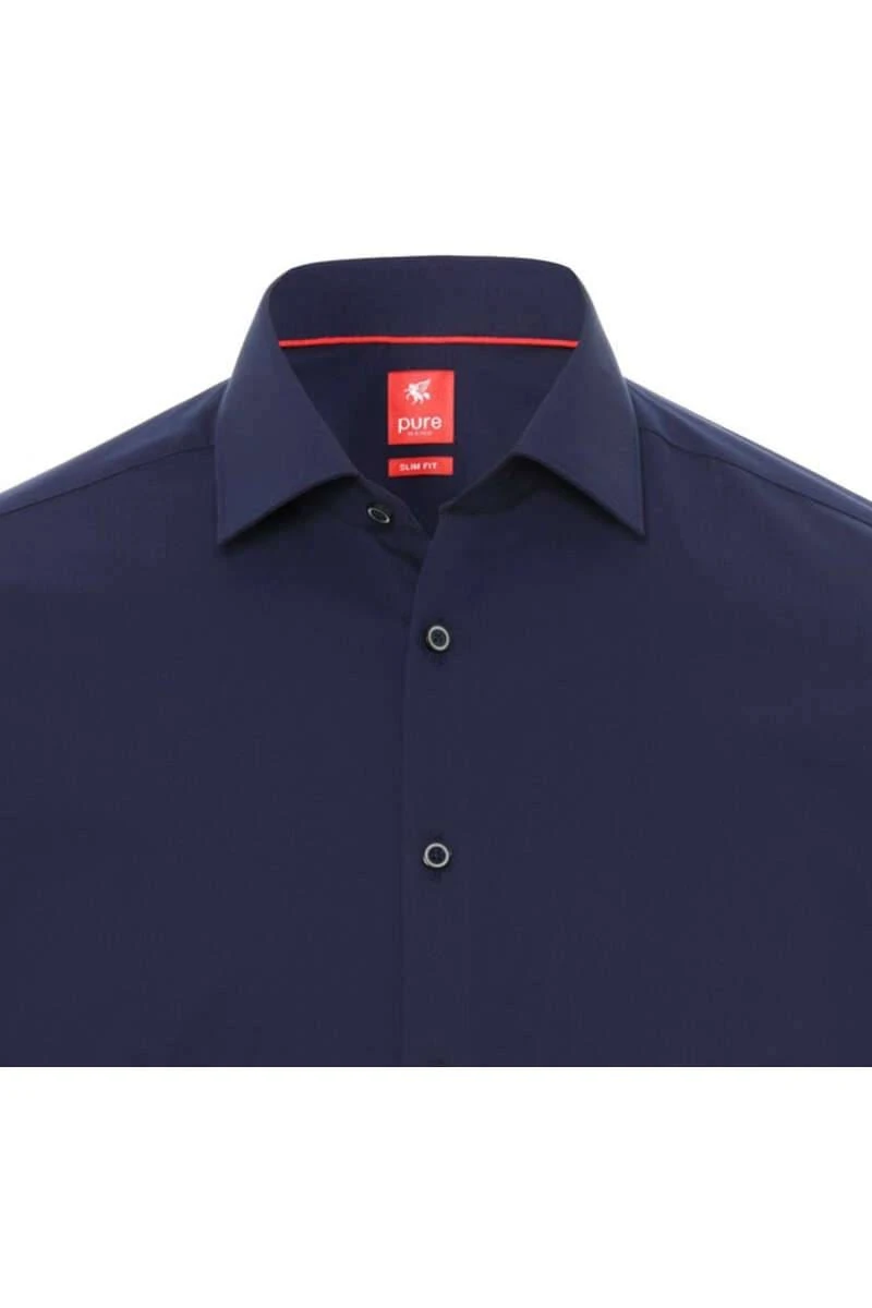 Pure Slim Fit Hemd Marine, Einfarbig 4 Pure Slim Fit Hemd Marine, Einfarbig – Bild 2
