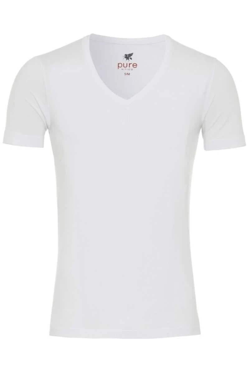 Pure Slim Fit T-Shirt V-Ausschnitt Weiss,Einfarbig 3 Pure Slim Fit T-Shirt V-Ausschnitt Weiss,Einfarbig