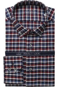 Van Laack Perfect Look Tailor Fit Hemd Marine/weiss, Kariert