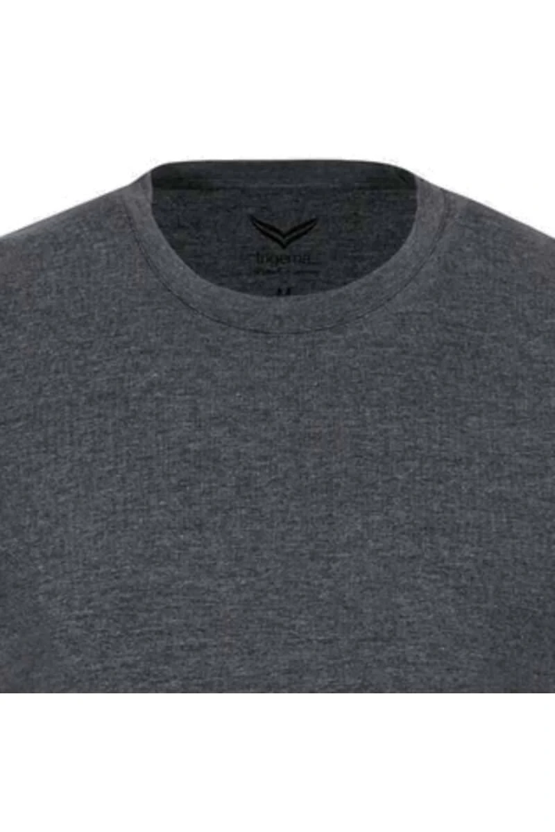 TRIGEMA Slim Fit T-Shirt Rundhals Anthrazit,Melange 4 TRIGEMA Slim Fit T-Shirt Rundhals Anthrazit,Melange – Bild 2