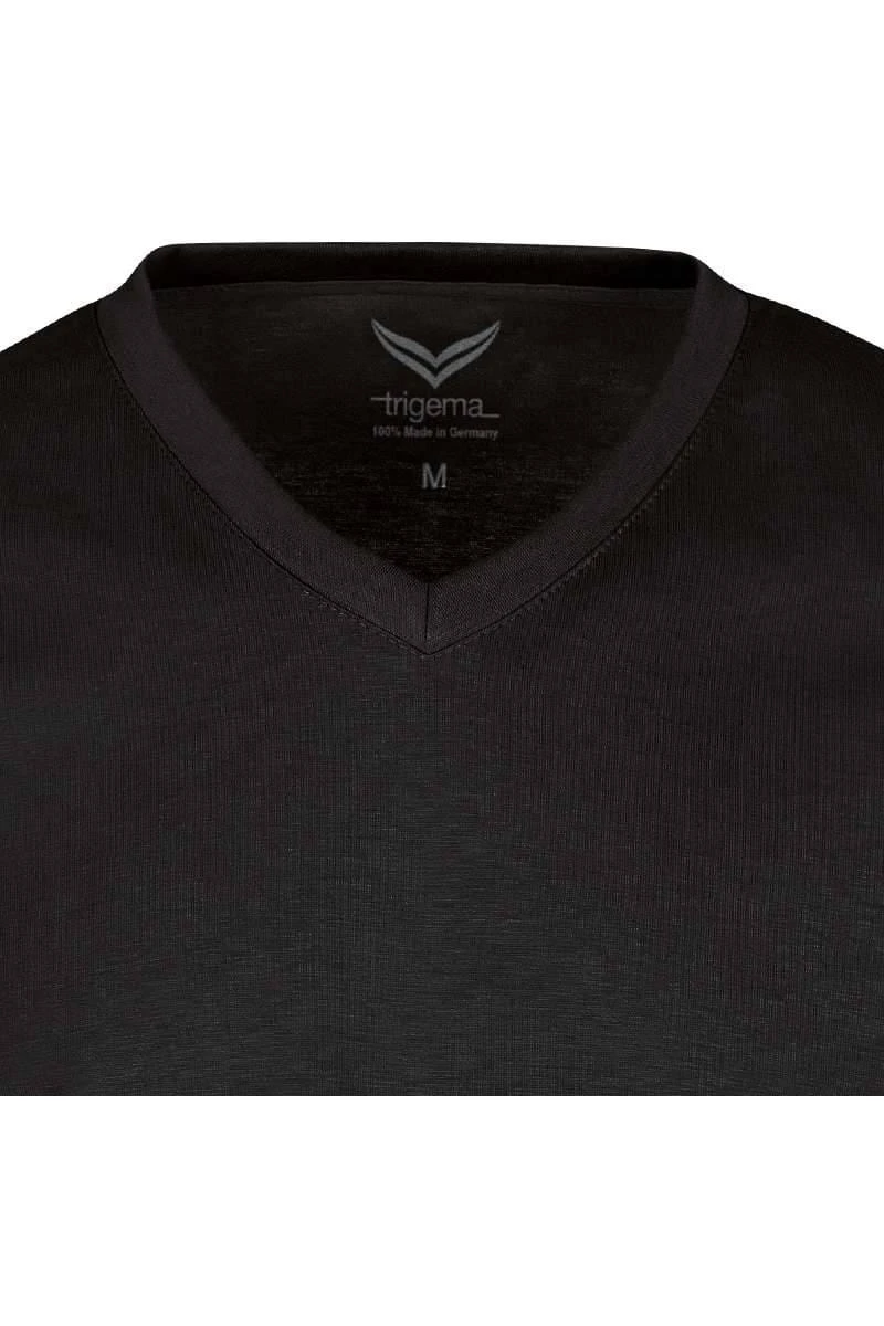 TRIGEMA Comfort Fit T-Shirt V-Ausschnitt Schwarz,Einfarbig 4 TRIGEMA Comfort Fit T-Shirt V-Ausschnitt Schwarz,Einfarbig – Bild 2