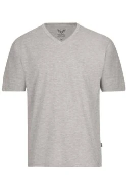 TRIGEMA Comfort Fit T-Shirt V-Ausschnitt Hellgrau,Melange