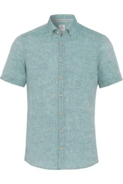 Pure Casual Fit Leinenhemd Grün, Einfarbig