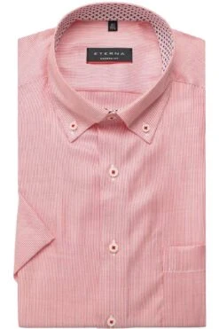 ETERNA Modern Fit Hemd Weinrot, Gestreift