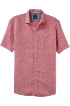 OLYMP Casual Modern Fit Leinenhemd Rot, Einfarbig