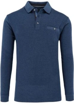 Casa Moda Longsleeve Poloshirt Blau, Gemustert