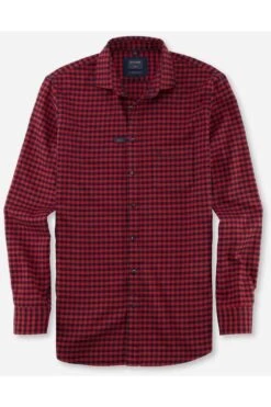 OLYMP Casual Modern Fit Flanellhemd Rot, Kariert