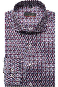 ETERNA Modern Fit Hemd Weinrot, Gemustert