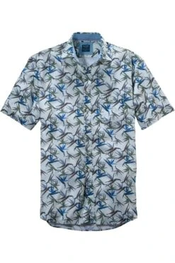 OLYMP Casual Modern Fit Hemd Blau, Gemustert