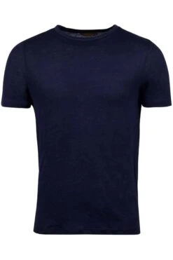 Stenströms Slimline T-Shirt Rundhals Navy,Einfarbig