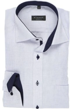 ETERNA Comfort Fit Hemd Blau/weiss, Strukturiert