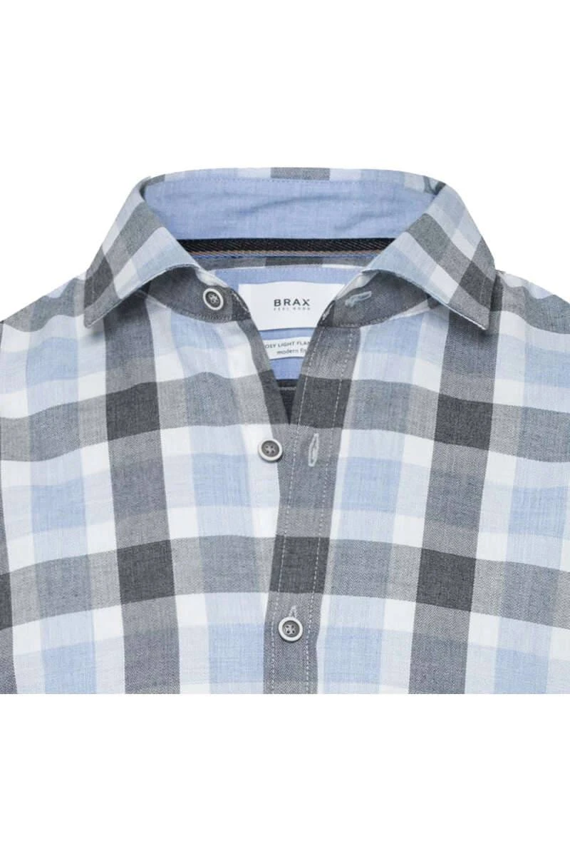 Brax Modern Fit Flanellhemd Blau/beige/weiß, Kariert 4 Brax Modern Fit Flanellhemd Blau/beige/weiß, Kariert – Bild 2