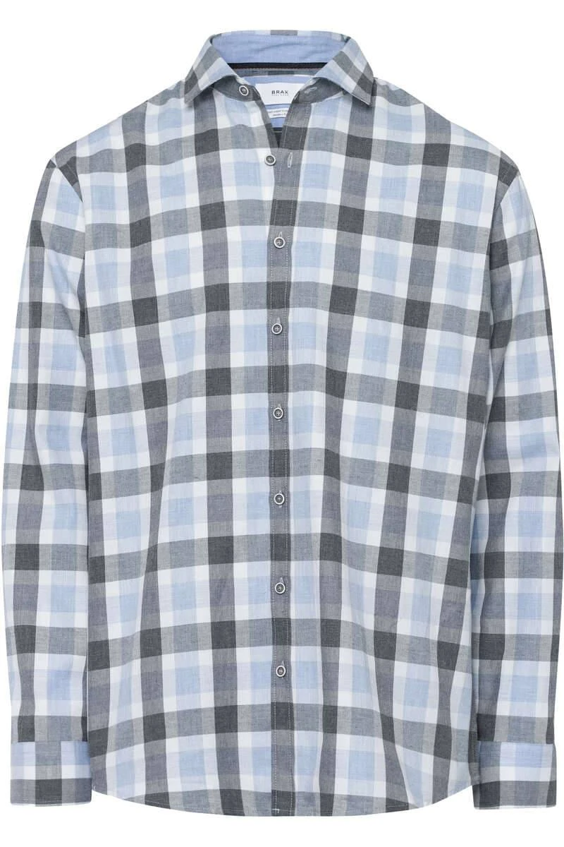 Brax Modern Fit Flanellhemd Blau/beige/weiß, Kariert 3 Brax Modern Fit Flanellhemd Blau/beige/weiß, Kariert