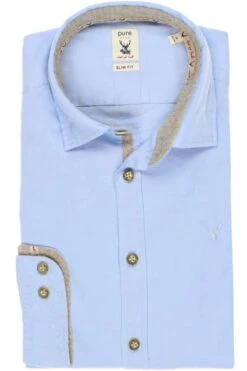 Pure Slim Fit Trachtenhemd Hellblau, Einfarbig