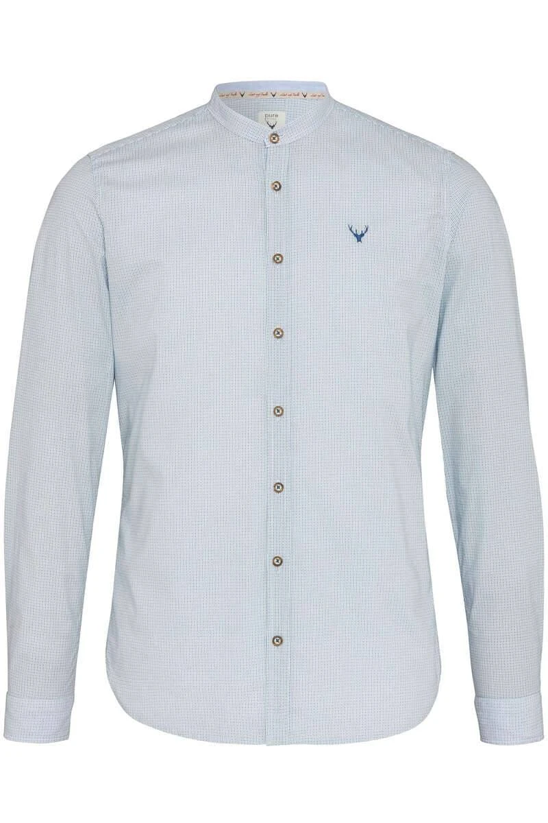 Pure Slim Fit Trachtenhemd Hellblau, Gemustert 3 Pure Slim Fit Trachtenhemd Hellblau, Gemustert