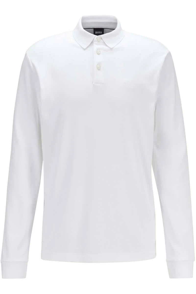 Hugo Boss BOSS Regular Fit Longsleeve Poloshirt Weiss, Einfarbig 3 Hugo Boss BOSS Regular Fit Longsleeve Poloshirt Weiss, Einfarbig
