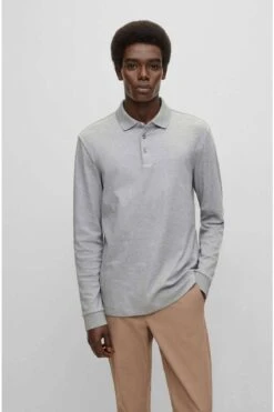 Hugo Boss BOSS Pado Regular Fit Longsleeve Poloshirt Silber, Einfarbig -Bekleidung Rabatt Serie 50468392 041 3 800 1200x1200
