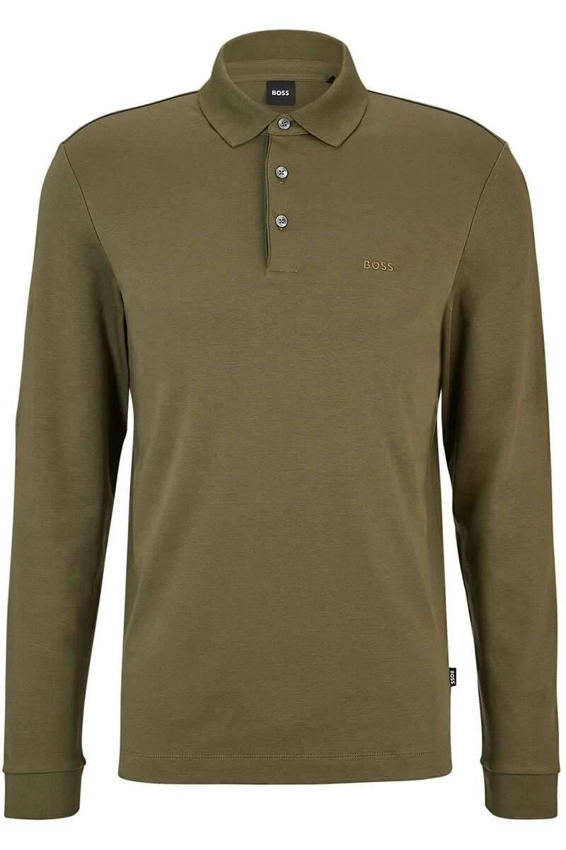 Hugo Boss BOSS Pado Regular Fit Longsleeve Poloshirt Grün, Einfarbig 3 Hugo Boss BOSS Pado Regular Fit Longsleeve Poloshirt Grün, Einfarbig
