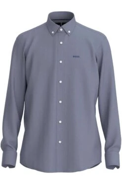 Hugo Boss BOSS P-JOE Regular Fit Hemd Dunkelblau, Einfarbig