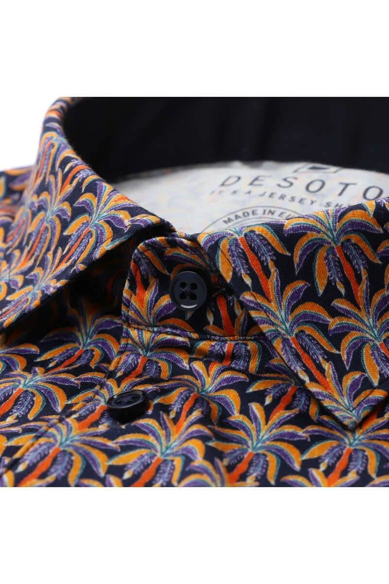 Desoto Casual Slim Fit Poloshirt Blau/orange, Gemustert 4 Desoto Casual Slim Fit Poloshirt Blau/orange, Gemustert – Bild 2