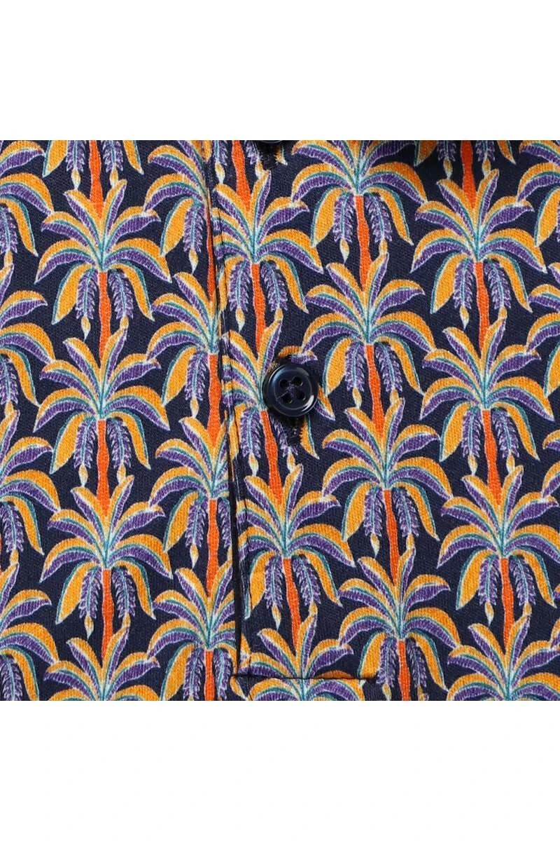 Desoto Casual Slim Fit Poloshirt Blau/orange, Gemustert 6 Desoto Casual Slim Fit Poloshirt Blau/orange, Gemustert – Bild 4