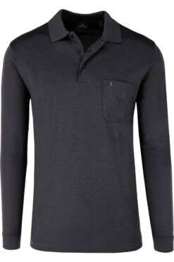 RAGMAN Regular Fit Longsleeve Poloshirt Anthrazit, Einfarbig