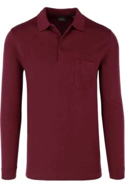RAGMAN Regular Fit Longsleeve Poloshirt Rot, Einfarbig