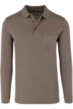RAGMAN Regular Fit Longsleeve Poloshirt Macchiato, Einfarbig