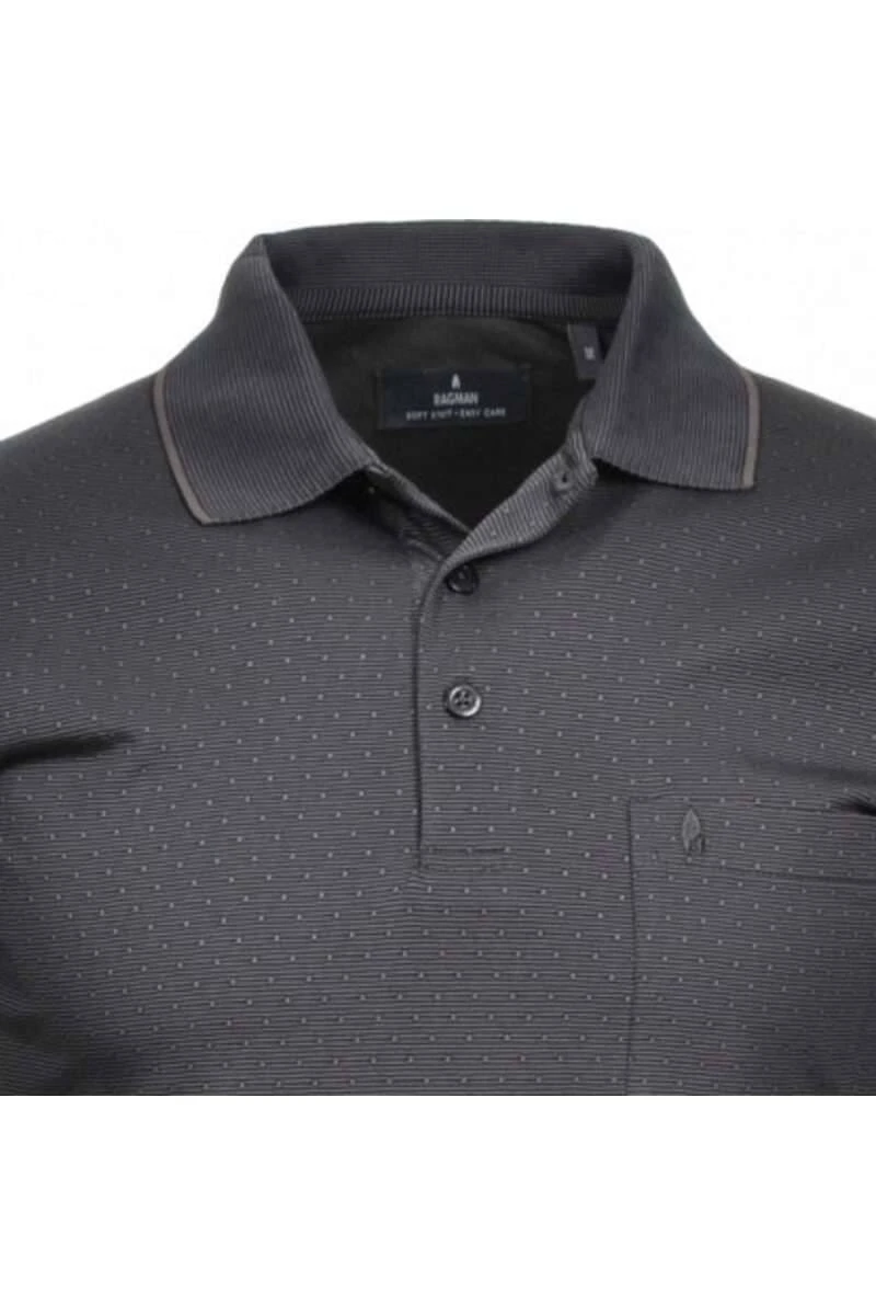 RAGMAN Softknit Regular Fit Poloshirt Schwarz, Gemustert 4 RAGMAN Softknit Regular Fit Poloshirt Schwarz, Gemustert – Bild 2