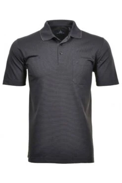 RAGMAN Softknit Regular Fit Poloshirt Schwarz, Gemustert