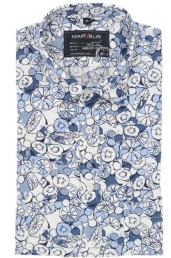 Marvelis Casual Modern Fit Hemd Bleu, Gemustert