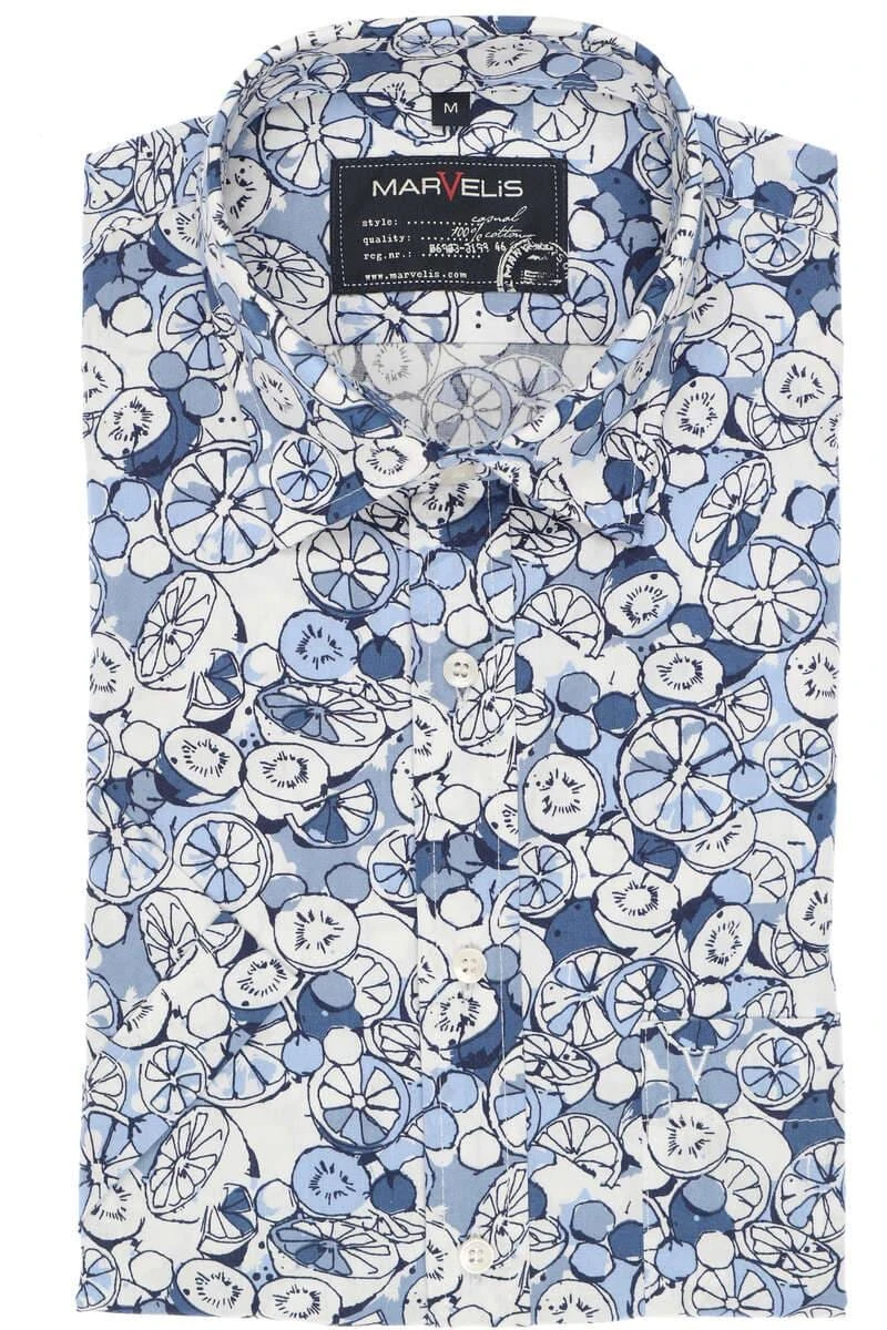 Marvelis Casual Modern Fit Hemd Bleu, Gemustert 3 Marvelis Casual Modern Fit Hemd Bleu, Gemustert