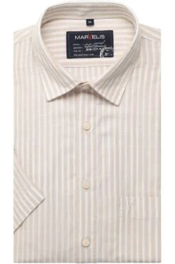 Marvelis Casual Modern Fit Hemd Beige/weiss, Gestreift