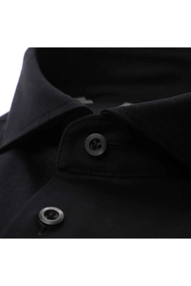 Fakts Slim Fit Hemd Schwarz, Einfarbig 4 Fakts Slim Fit Hemd Schwarz, Einfarbig – Bild 2