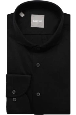 Fakts Slim Fit Hemd Schwarz, Einfarbig